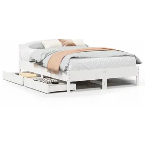 Cadre de lit sans matelas blanc 140x200 cm bois de pin massif vidaXL pas cher