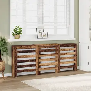 vidaXL Cache-radiateur vieux bois 205x21,5x83,5 cm bois d'ingénierie pas cher