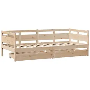 vidaXL Vidaxl Lit De Jour Avec Tiroirs 90x190 Cm Bois De Pin Massif pas cher