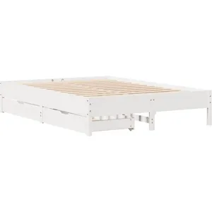 Cadre de lit sans matelas blanc 150x200 cm bois de pin massif Vidaxl pas cher
