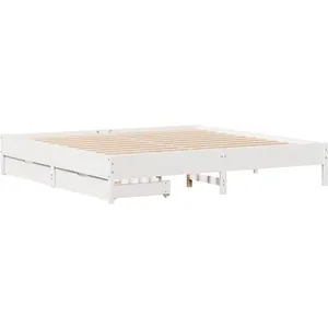 Cadre de lit sans matelas blanc 180x200 cm bois massif de pin vidaXL pas cher