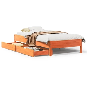 Cadre de lit sans matelas cire marron 150x200cm bois pin massif vidaXL pas cher