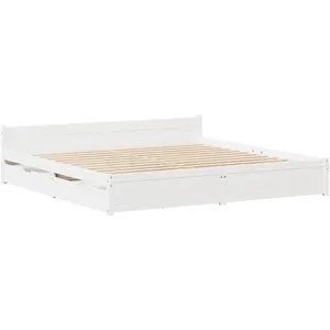 vidaXL Cadre de lit sans matelas blanc 140x190 cm bois de pin massif pas cher