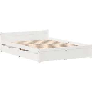 vidaXL Cadre de lit sans matelas blanc 140x200 cm bois de pin massif pas cher
