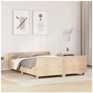 vidaXL Cadre de lit avec tête de lit 160x200 cm bois de pin massif pas cher