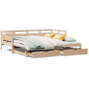 vidaXL Lit de jour et lit gigogne et tiroirs 90x190 cm bois pin massif pas cher