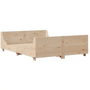vidaXL Cadre de lit avec tête de lit 140x200 cm bois de pin massif pas cher