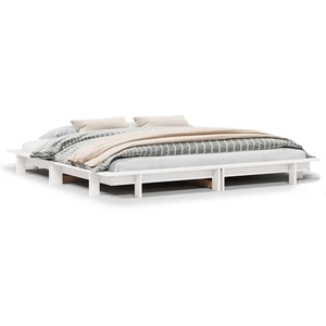 vidaXL Cadre de lit sans matelas blanc 200x200 cm bois massif de pin pas cher