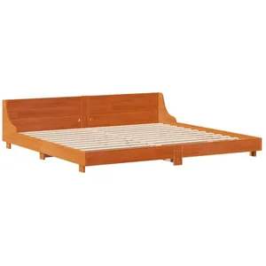 vidaXL Cadre de lit et tête de lit cire marron 200x200 cm bois de pin pas cher