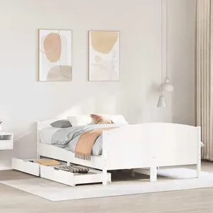 Cadre de lit sans matelas blanc 120x190 cm bois de pin massif vidaXL pas cher
