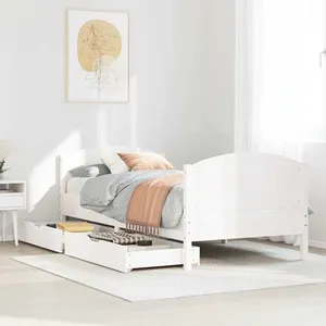 Cadre de lit sans matelas blanc 90x190 cm bois de pin massif Vidaxl pas cher
