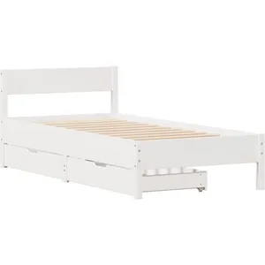 vidaXL Cadre de lit sans matelas blanc 90x190 cm bois de pin massif pas cher