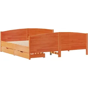 Cadre de lit sans matelas cire marron 160x200cm bois pin massif vidaXL pas cher