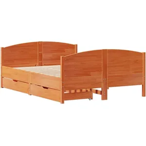 Cadre de lit sans matelas cire marron 150x200cm bois pin massif vidaXL pas cher