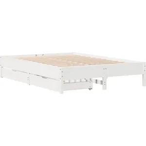Cadre de lit sans matelas blanc 140x190 cm bois de pin massif vidaXL pas cher