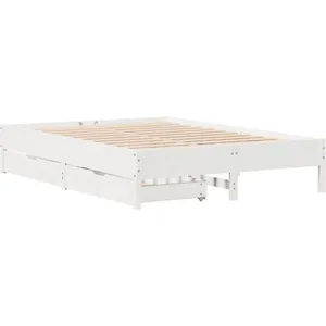 Cadre de lit sans matelas blanc 120x200 cm bois de pin massif Vidaxl pas cher