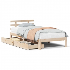 vidaXL Cadre de lit avec tiroirs 90x200 cm bois de pin massif pas cher