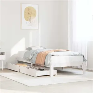 vidaXL Cadre de lit avec tiroirs sans matelas blanc 90x200 cm pas cher