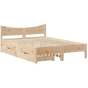 Cadre de lit avec tiroirs 140x190 cm bois de pin massif vidaXL pas cher