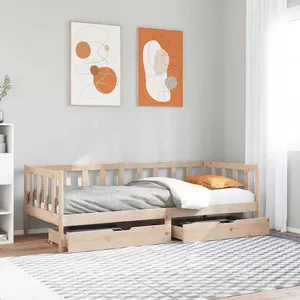 vidaXL Vidaxl Lit De Jour Avec Tiroirs 90x190 Cm Bois De Pin Massif pas cher