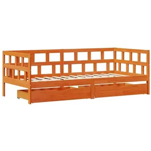 vidaXL Vidaxl Lit De Jour Et Tiroirs Cire Marron 80x200 Cm Bois De Pin Massif pas cher