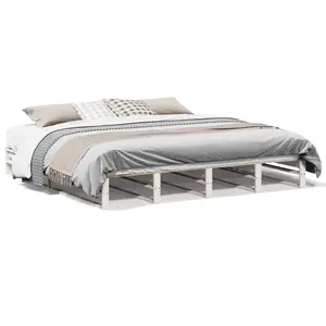 vidaXL Cadre de lit sans matelas blanc 200x200 cm bois massif de pin pas cher