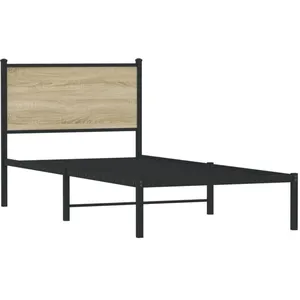 vidaXL Cadre de lit en métal avec tête de lit chêne sonoma 80x200 cm pas cher