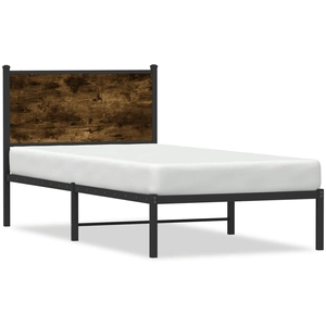 vidaXL Cadre de lit en métal avec tête de lit chêne fumé 90x190 cm pas cher