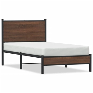 vidaXL Vidaxl Cadre De Lit En Métal Sans Matelas Chêne Marron 100x190 Cm pas cher
