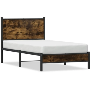 vidaXL Cadre de lit en métal sans matelas chêne fumé 100x190 cm pas cher