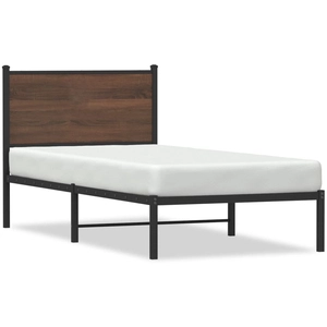vidaXL Cadre de lit en métal avec tête de lit chêne marron 160x200 cm pas cher