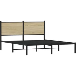 vidaXL Cadre de lit en métal avec tête de lit chêne sonoma 150x200 cm pas cher