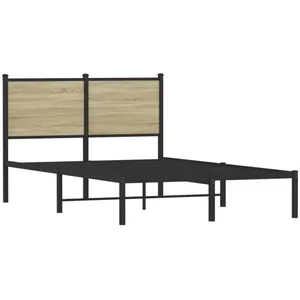 vidaXL Cadre de lit en métal avec tête de lit chêne sonoma 120x200 cm pas cher