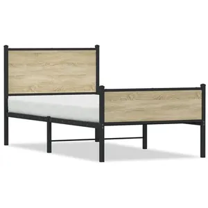 vidaXL Vidaxl Cadre De Lit En Métal Sans Matelas Chêne Sonoma 90x190 Cm pas cher