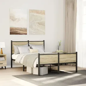 Cadre de lit en métal sans matelas chêne sonoma 120x200 cm vidaXL173503 pas cher