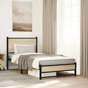 vidaXL Cadre de lit en métal sans matelas chêne sonoma 90x200 cm pas cher