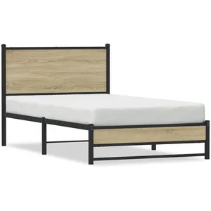 vidaXL Cadre de lit en métal sans matelas chêne sonoma 100x200 cm pas cher