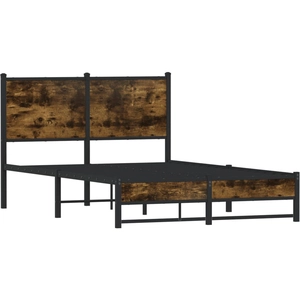 vidaXL Vidaxl Cadre De Lit En Métal Sans Matelas Chêne Fumé 120x190 Cm pas cher