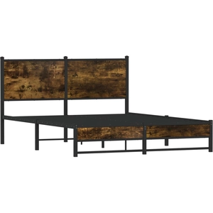 vidaXL Cadre de lit en métal sans matelas chêne fumé 140x190 cm pas cher