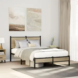 vidaXL Vidaxl Cadre De Lit En Métal Sans Matelas Chêne Sonoma 120x190 Cm pas cher