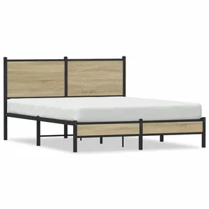 vidaXL Vidaxl Cadre De Lit En Métal Sans Matelas Chêne Sonoma 137x190 Cm pas cher