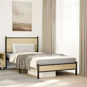 vidaXL Vidaxl Cadre De Lit En Métal Sans Matelas Chêne Sonoma 100x200 Cm pas cher