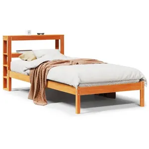 vidaXL Cadre de lit avec tête de lit cire marron 75x190 cm bois de pin pas cher