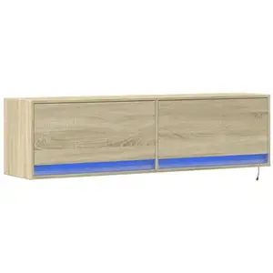 vidaXL Meuble TV mural avec lumières LED chêne sonoma 140x31x38 cm pas cher