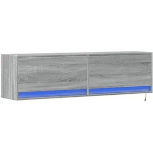 vidaXL Meuble TV mural avec lumières LED sonoma gris 140x31x38 cm pas cher