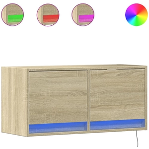 vidaXL Meuble TV mural avec lumières LED chêne sonoma 80x31x35 cm pas cher
