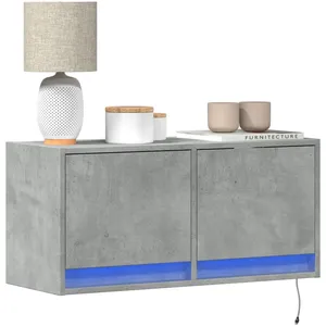 vidaXL Meuble TV mural avec lumières LED gris béton 80x31x35 cm