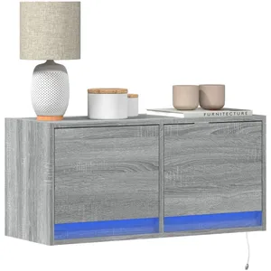 Comparateur de prix : vidaXL Meuble TV mural avec lumières LED sonoma gris 80x31x35 cm