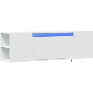 Meuble tv mural avec lumières led blanc 135x31x39,5 cm Vidaxl Blanc pas cher