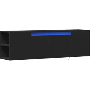 Comparateur de prix : vidaXL Vidaxl Meuble Tv Mural Avec Lumières Led Noir 135x31x39,5 Cm
